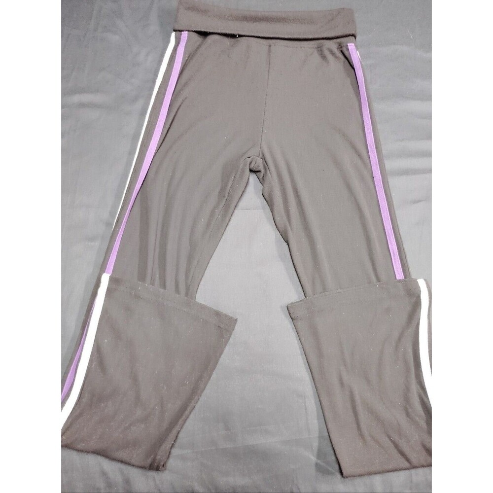 Sweet Vibes Black Track Pants with Purple & White Side Stripes - Picture 1 of 7